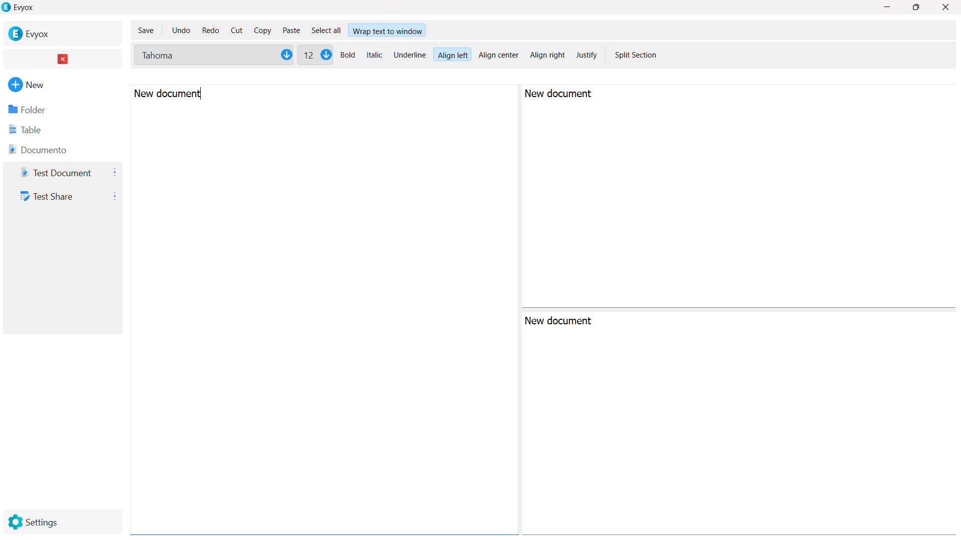 Evyox Documents in action